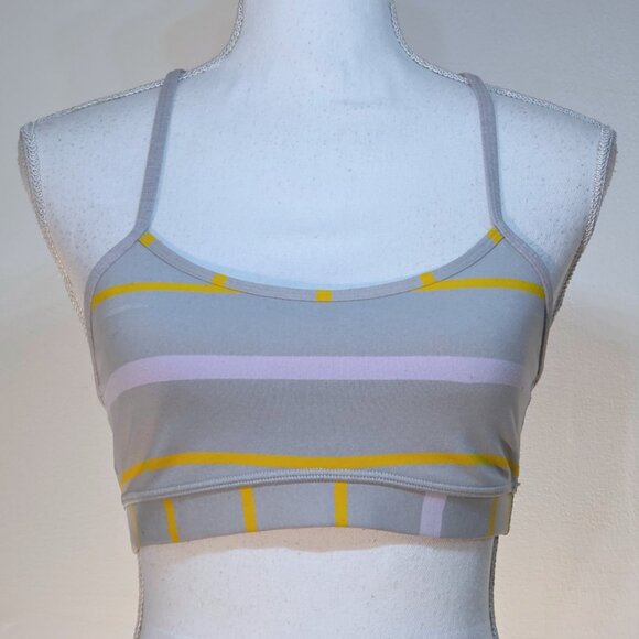 Lululemon Flow Y Bra IV Pop Stripe Heathered Light & Medium Grey/Pretty Purple - Picture 5 of 8